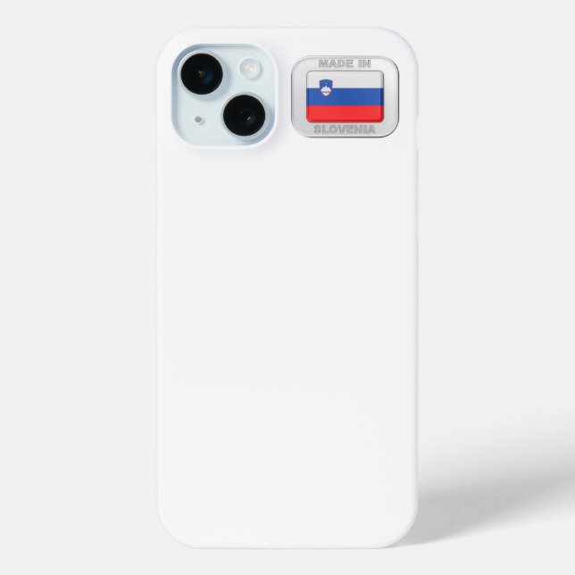 Made in Slovenia, silver badge with the national f Case-Mate iPhone Case (Back)