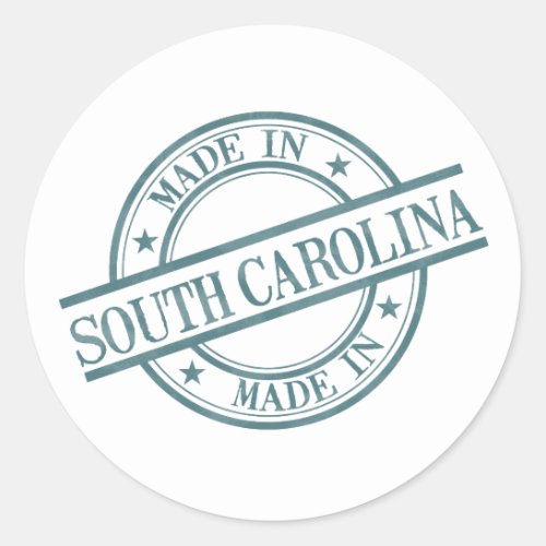 Made in South Carolina Green Round Rubber Stamp Classic Round Sticker