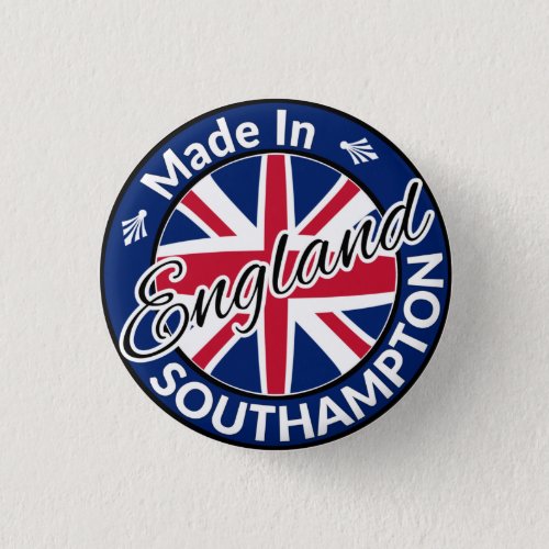 Made in Southampton England Union Jack Flag Button