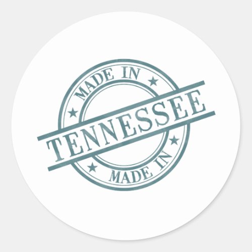 Made in Tennessee Green Round Rubber Stamp Logo Classic Round Sticker