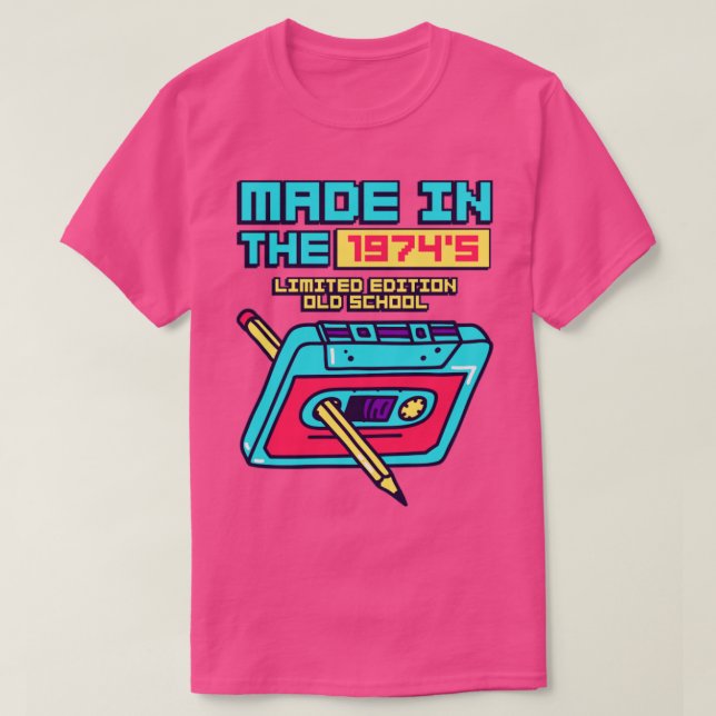 Made in the 1974s Retro Cassette Tape T-Shirt (Design Front)