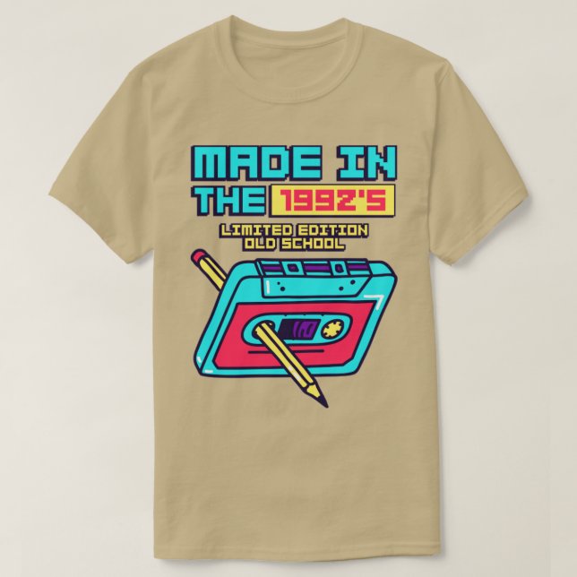 Made in the 1992s Retro Cassette Tape T-Shirt (Design Front)