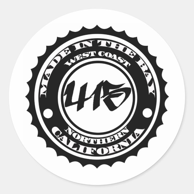 Made in the 415 classic round sticker (Front)