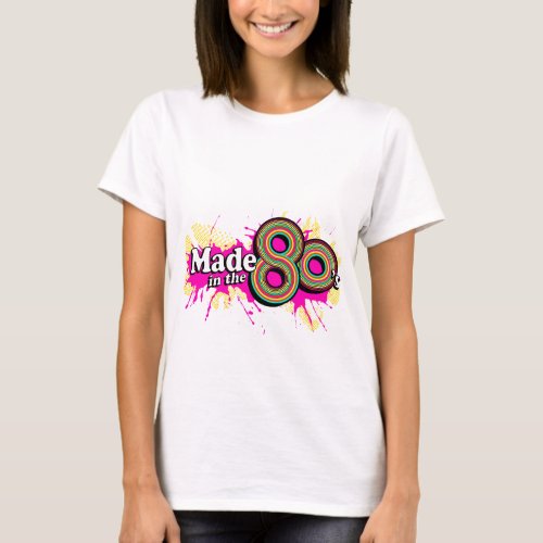 Made in the 80s ladies multi_pink logo tee