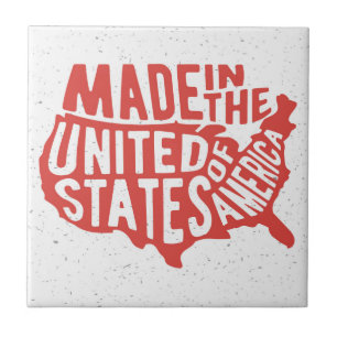 Made in the United States of America Typography Ceramic Tile