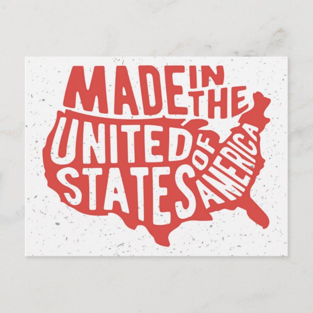 Made in the United States of America Typography Postcard (Front)