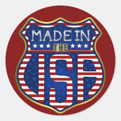 Made in the USA 4th of July Proud American Logo Classic Round Sticker