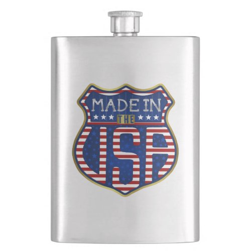 Made in the USA 4th of July Proud American Logo Flask