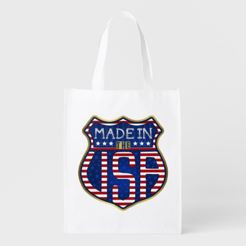 Made in the USA 4th of July Proud American Logo Grocery Bag