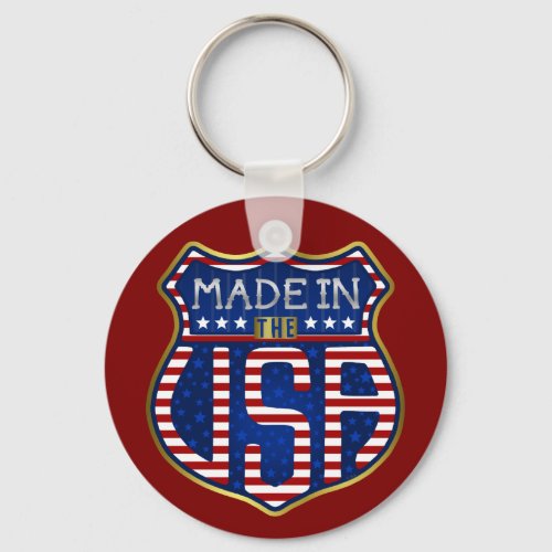 Made in the USA 4th of July Proud American Logo Keychain