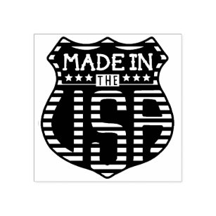 Made in the USA 4th of July Proud American Logo Rubber Stamp