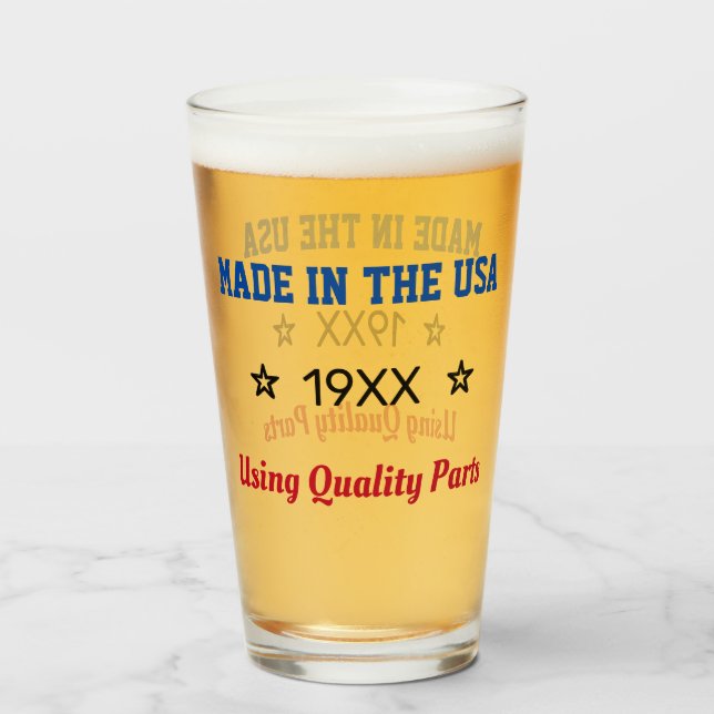 Made In The USA Custom Birth Year Glass Cup (Back Filled)