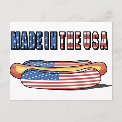 Made in the USA Patriotic Hot Dog Postcard