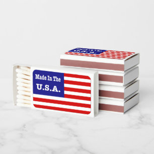 Made In The USA Red White And Blue American Flag Matchboxes