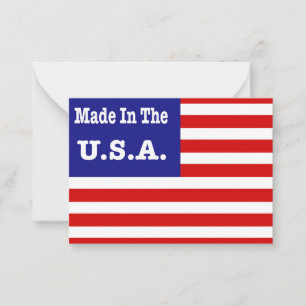 Made In The USA Red White And Blue American Flag Note Card
