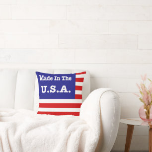 Made In The USA Red White And Blue American Flag Throw Pillow
