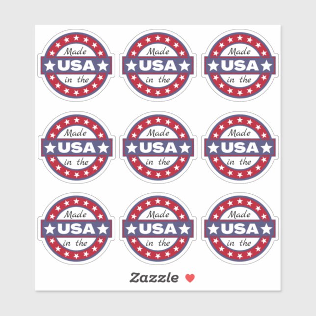 Made in the USA Stars Red White Blue Editable Sticker (Sheet)