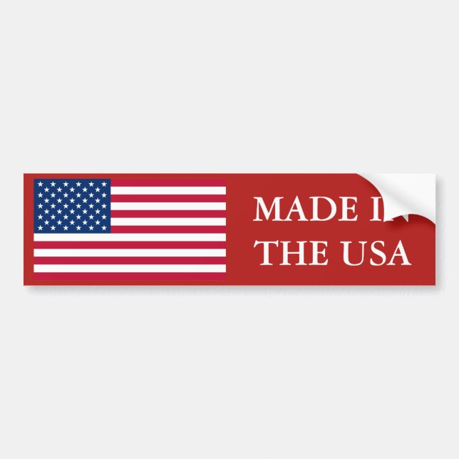 Made In The USA US Flag Bumper Sticker (Front)