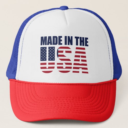 Made in the USA with American flag Trucker Hat