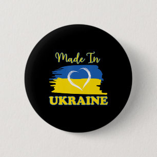 Made In Ukraine Ukrainian Flag Heart Button