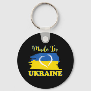 Made In Ukraine Ukrainian Flag Heart Keychain
