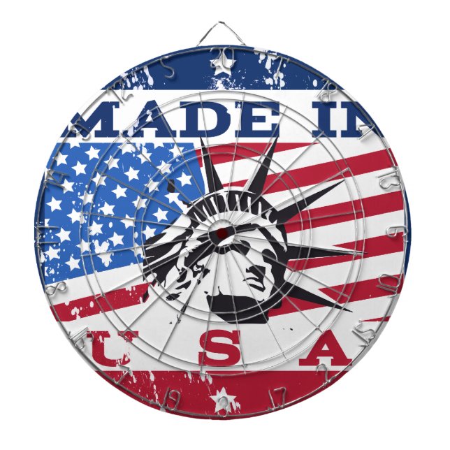 Made In USA Badge Dartboard With Darts (Front)