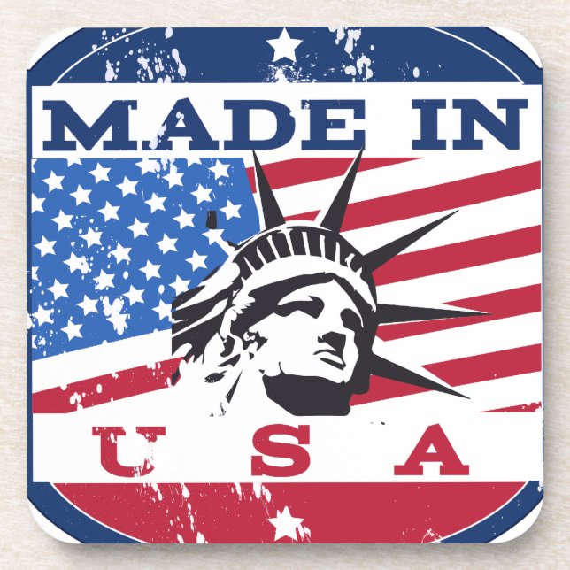 Made In USA Badge Drink Coaster (Front)