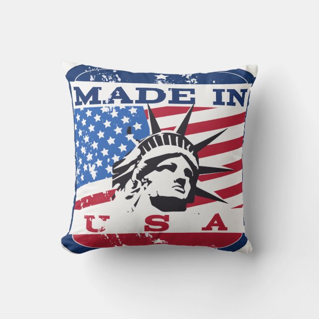 Made In USA Badge Throw Pillow (Front)