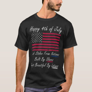 Made In Usa Black American Flag Cute Happy 4th Of T-Shirt