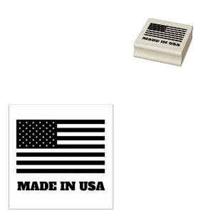 Made in USA custom rubber stamp with American flag