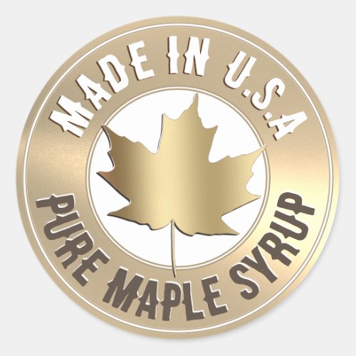 Made in USA Gold Leaf Pure Maple Syrup Mini Label