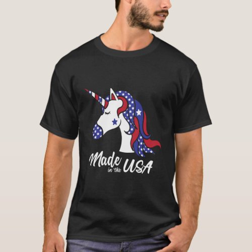 Made In Usa Patriotic Unicorn 4Th Of July T_Shirt
