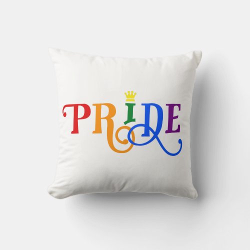 Made in USA Rainbow Color Gay Pride LGBT Crown Throw Pillow