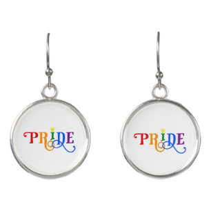 Made in USA Rainbow Color LGBT Gay Pride Crown  Earrings