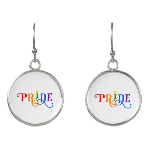 Made in USA Rainbow Color LGBT Gay Pride Crown  Earrings
