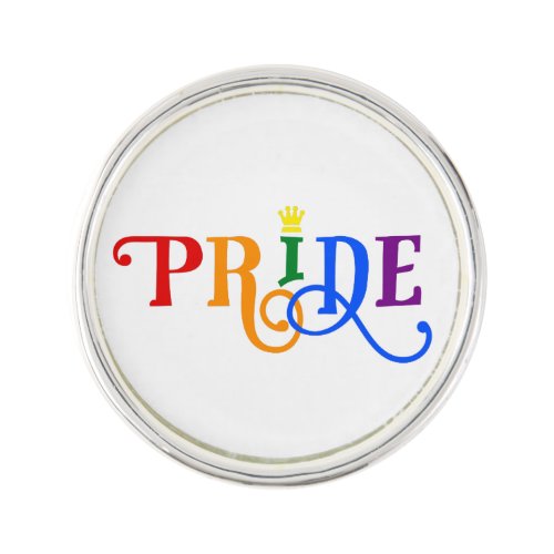 Made in USA Rainbow Color LGBT Gay Pride Crown Lapel Pin
