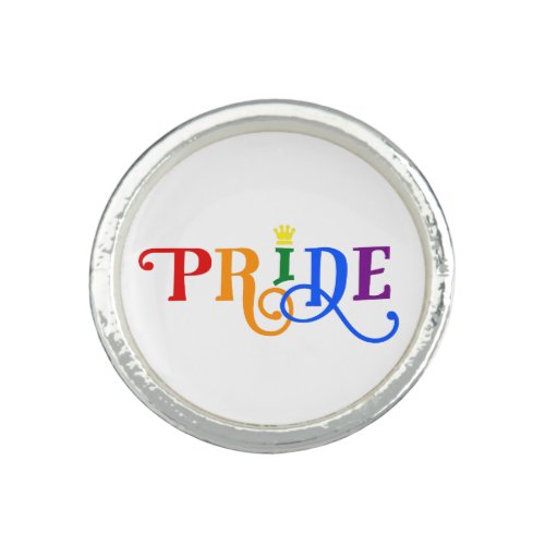Made in USA Rainbow Color LGBT Gay Pride Crown Ring