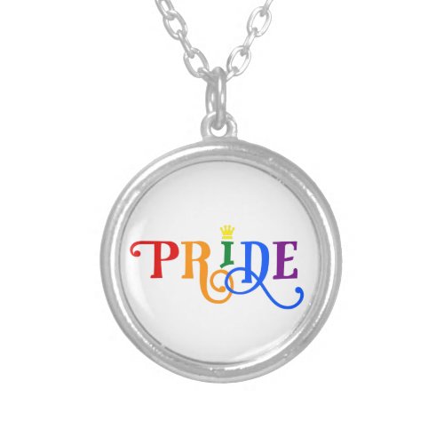 Made in USA Rainbow Color LGBT Gay Pride Crown Silver Plated Necklace