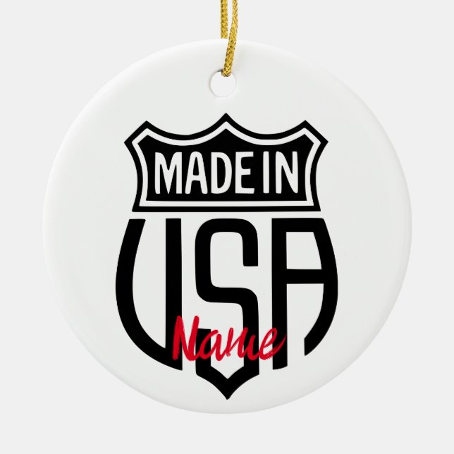 Made in USA Sign Thunder_Cove Ceramic Ornament (Front)