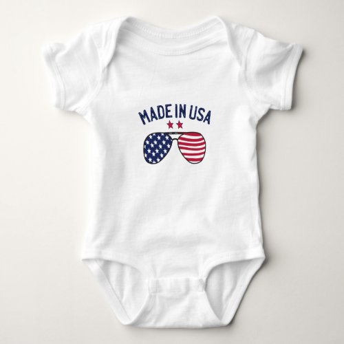 Made in USA United States US Flag Sunglasses Baby Bodysuit