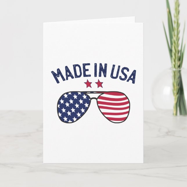 Made in USA United States US Flag Sunglasses Card (Front)