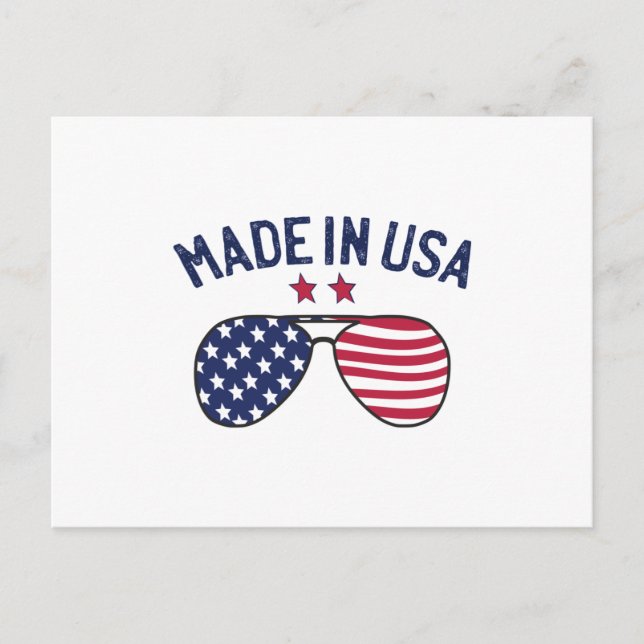 Made in USA United States US Flag Sunglasses Postcard (Front)