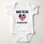 Made In Usa With British Parts Baby Bodysuit at Zazzle