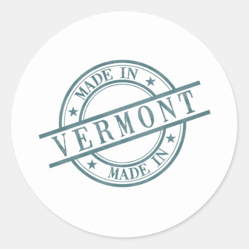 Made in Vermont Green Round Rubber Stamp Logo Classic Round Sticker