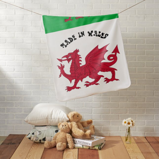 Made in Wales & Welsh Flag Birth / snuggle Baby Blanket (In Situ)