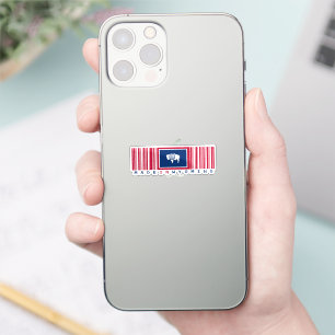 Made in Wyoming Barcode Flag State Pride Sticker