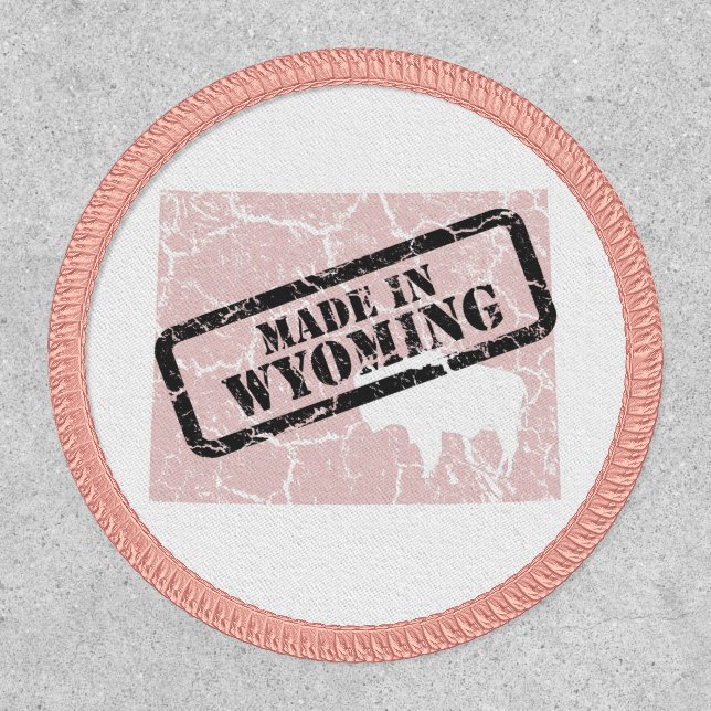 Made in Wyoming Grunge Map Pink Patch (Front)