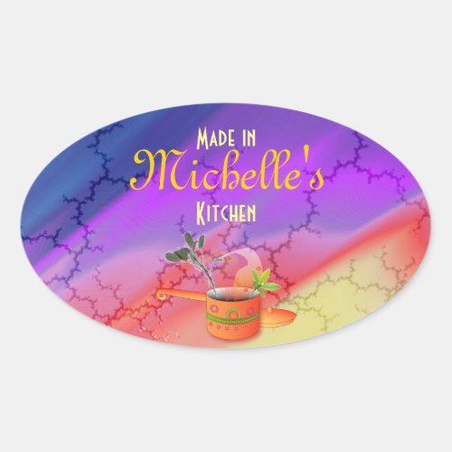 Made in Your Kitchen Multicolored Template Oval Sticker