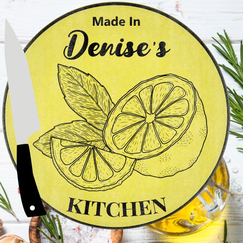 Made In Your Name Kitchen Lemons Any Color Cutting Board