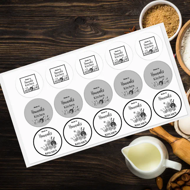Made In [Your Name] Kitchen Pots & Pans Labels | Zazzle